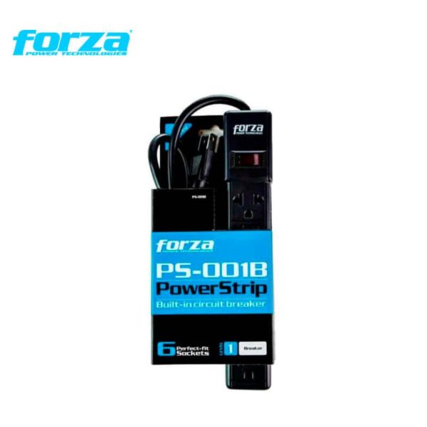 Regleta Forza PS-001B, 2200W, 6 NEMA universales, disyuntor reposición-120V/240V