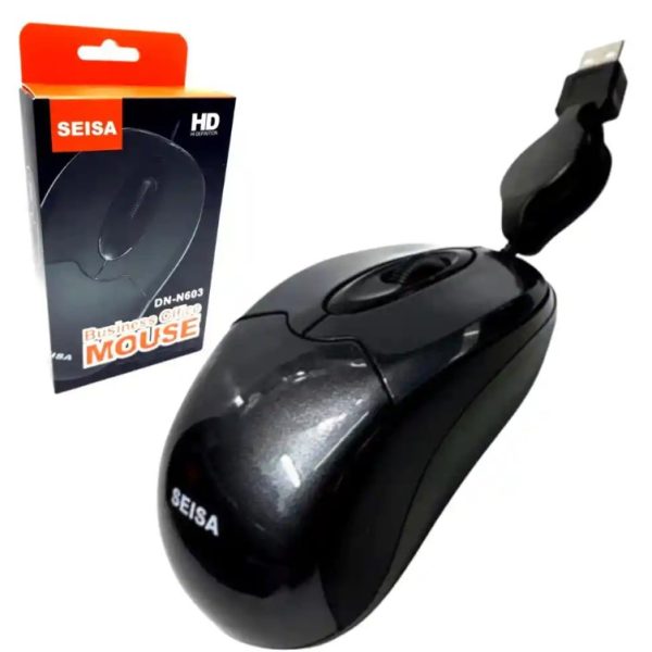Mouse Usb 2.0 Retráctil Seisa Dn-n603 Ideal Notebook Color Negro